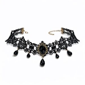 ⚜️ Vamp Black Lace Choker Necklace
